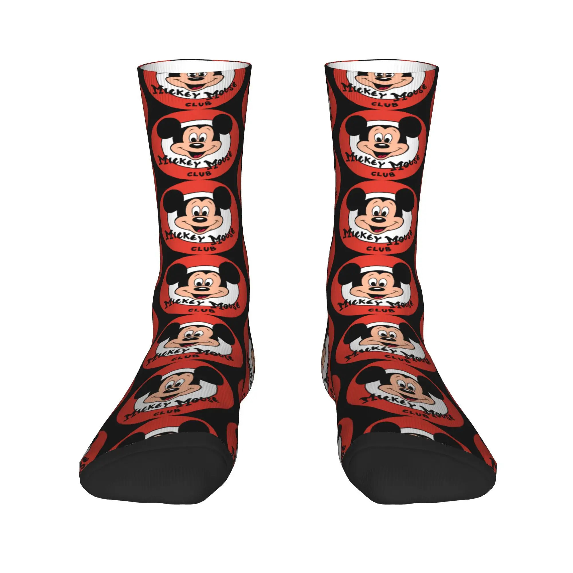 Custom Kawaii Printed Mickey Mouse Club Symbol Socks for Women Men Stretchy Summer Autumn Winter  Crew Socks