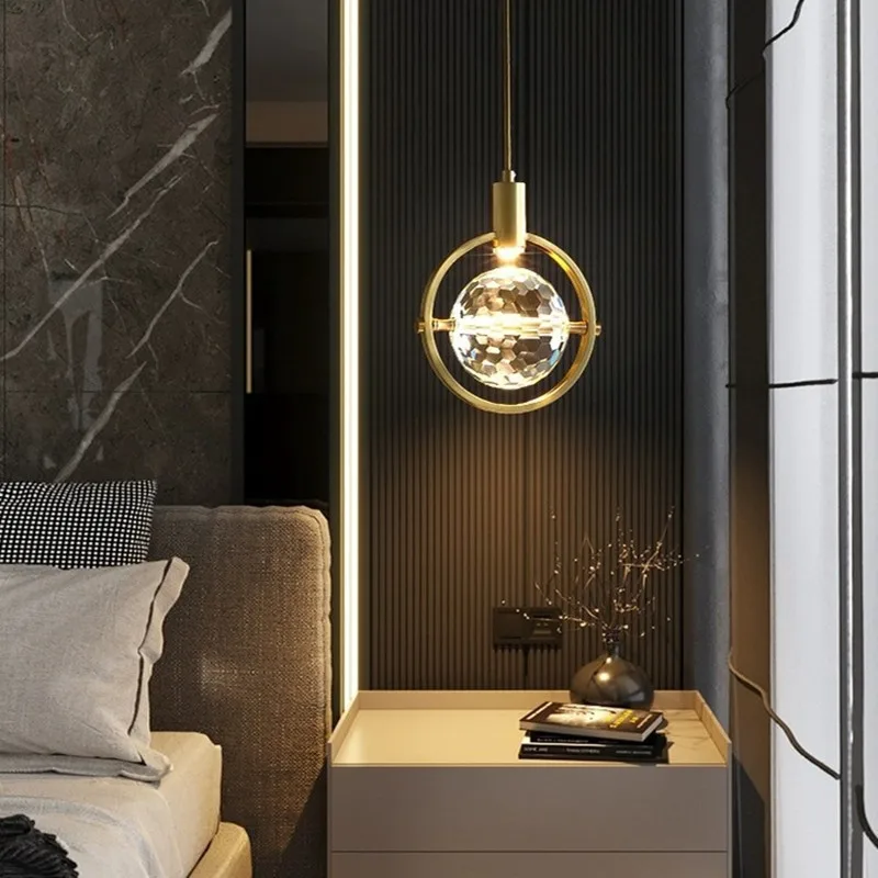 

Modern simple restaurant bar personality creative light luxury long line crystal chandelier