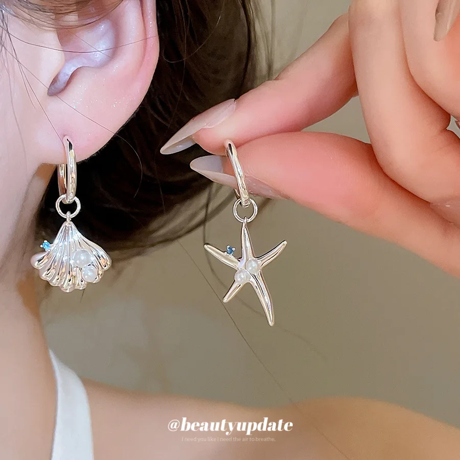 

Retro Asymmetric Starfish Ear Cuff Women Light Luxury Elegant Fashion Temperament Personalized Versatile Exquisite Jewelry Gift
