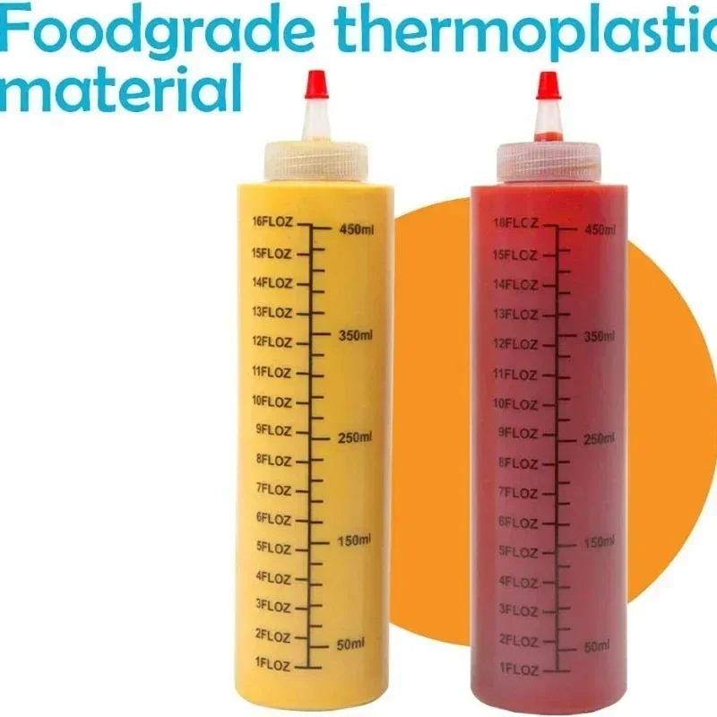 Bouteille à Presser en Plastique avec Échelle à Nez Éclatant, Anti-Fuite, pour diligence de Cuisine, 120/250/450ml