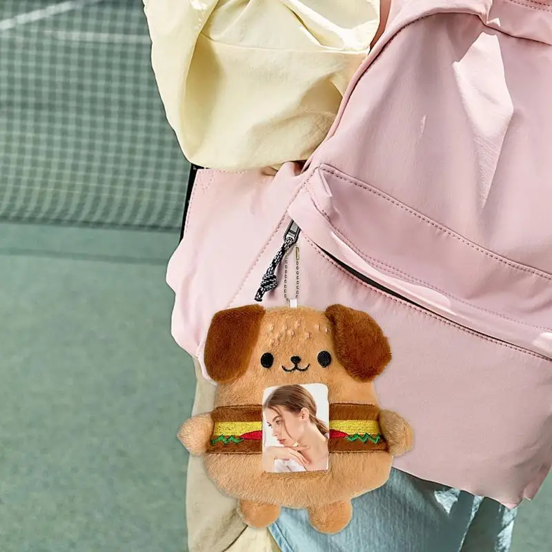 Photocard Protective Sleeve Plush Photo Card Holder Protective Sleeve Hamburger Dog Design Protective Card Sleeve For Celebrity
