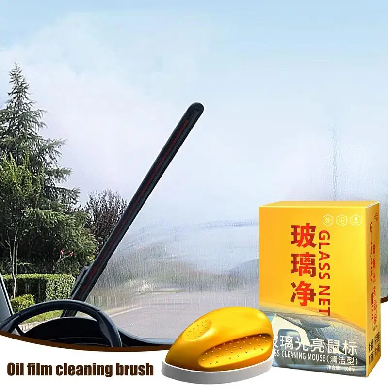 Car Glass Oil Film Remover Automotive Glass Sponge Cleaning Brush Front Inner Windshield Glass Oil Film Cleaner For Car Cleaning