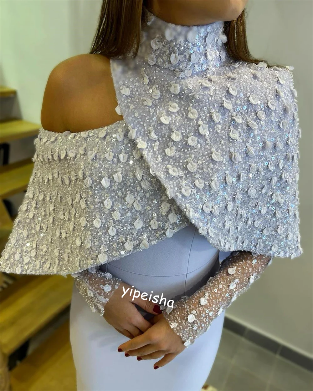 Customized Jiayigong High Quality Exquisite  S Applique Celebrity A-line  Collar Bespoke Occasion Gown Midi Dresses