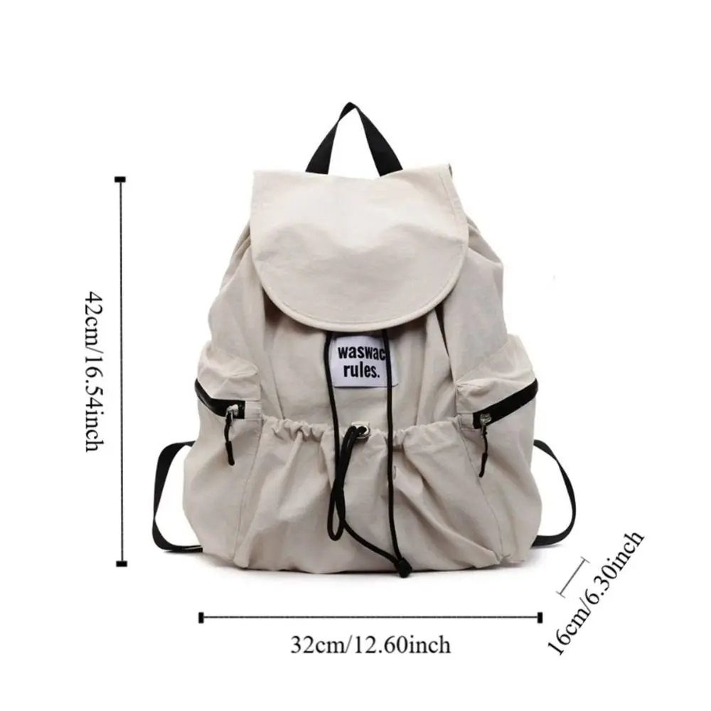 Eenvoudige effen kleur rugzakken met trekkoord Lichtgewicht schoudertassen met grote capaciteit Ruches Nylon Casual studentenschooltas Outdoor