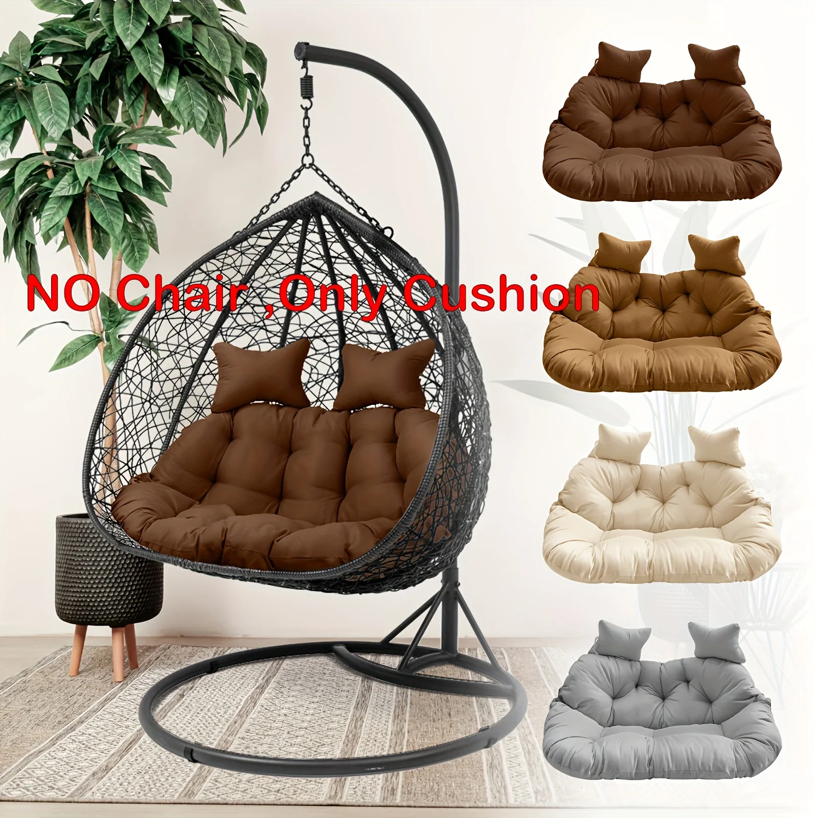 

Replacement Cushion for Double Egg Swing Chairs, Featuring a Pillow, Thickened Hammock Chair Cushions That Are Removable