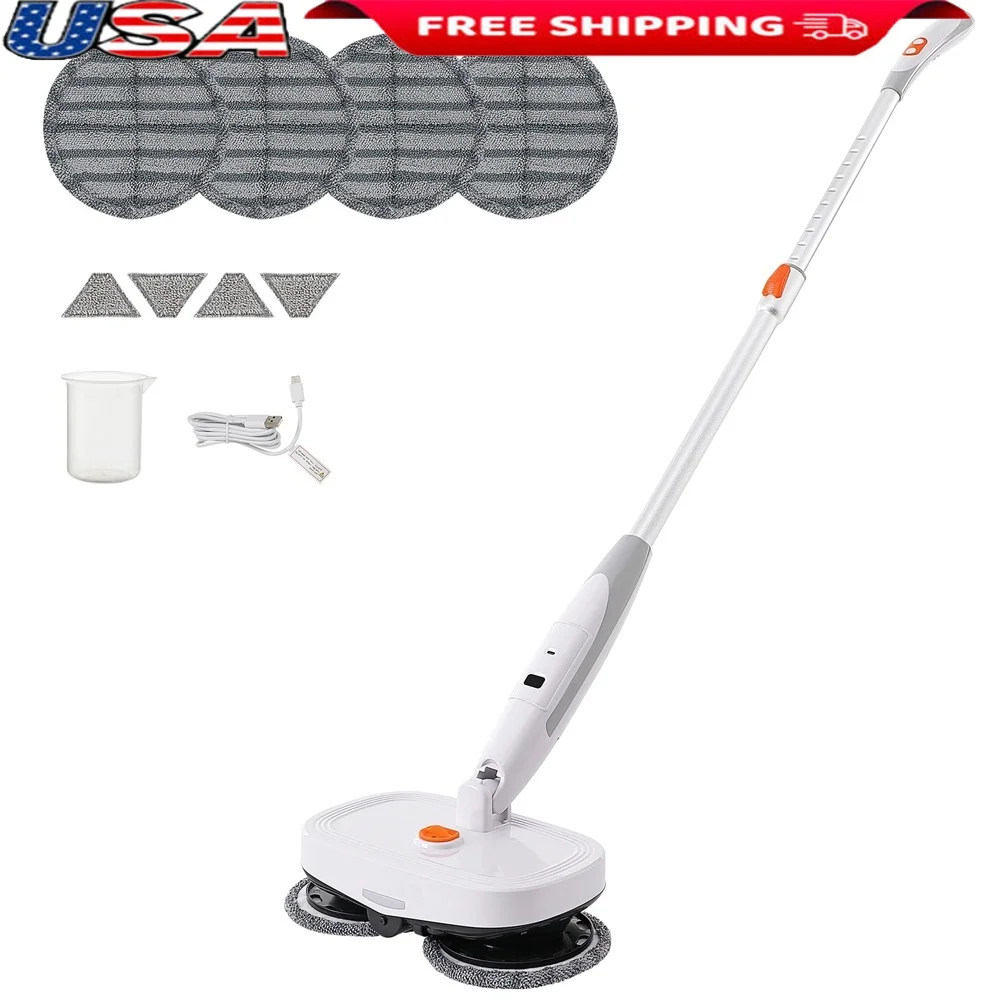 

Wireless Electric Sweeper Cordless Mop with LED Light 40 Minutes Battery Life Rotating Head Spray Cleaning Solution Floors