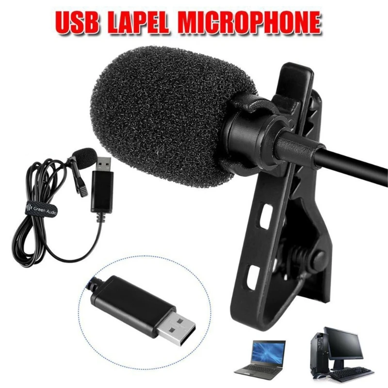 Microphone en direct USB Lavalier Mic haute sensibilité pour interviews chant en ligne