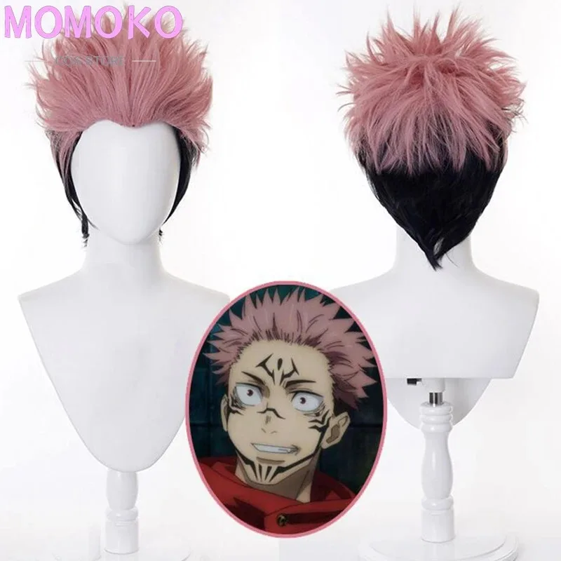 New 2025 Coatume Ryomen Sukuna Cosplay Wig Uniform Tattoo Stickers Halloween Party for Woman Man❤❤dd