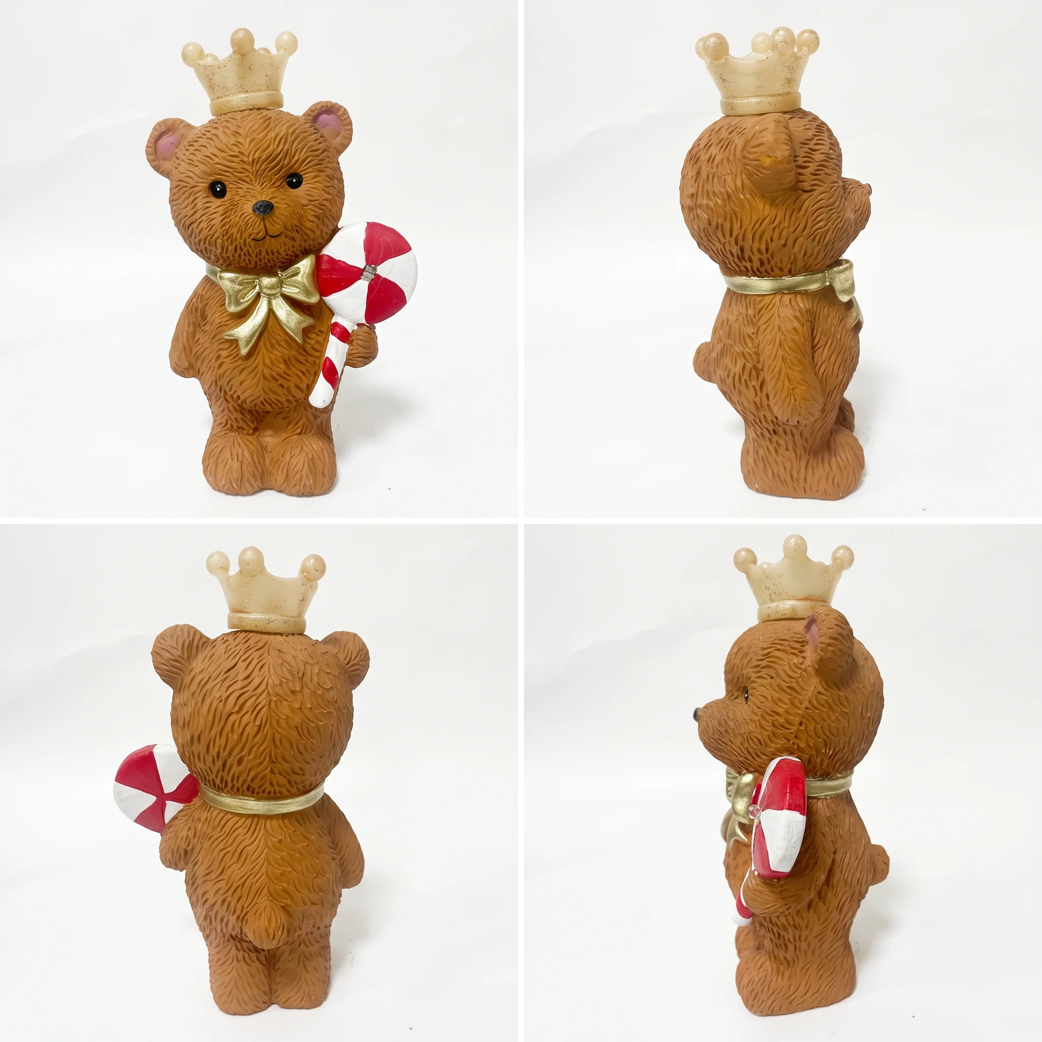Crown Teddy Bear Resin Figurine with Lollipop – Perfect Home Decor and Gift