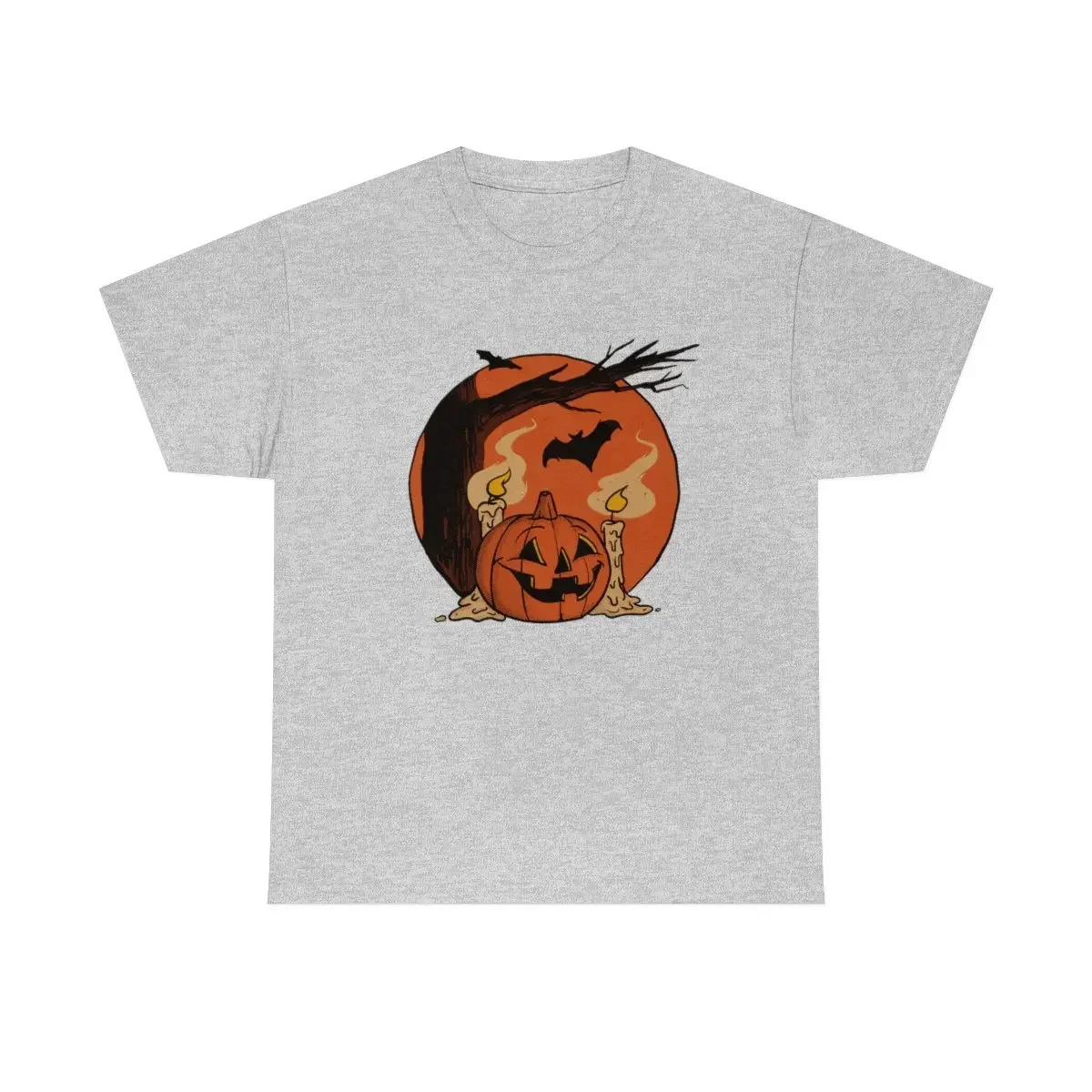 Vintage Pumpkin Scene Halloween Classic T Shirt Trending Heavy Cotton