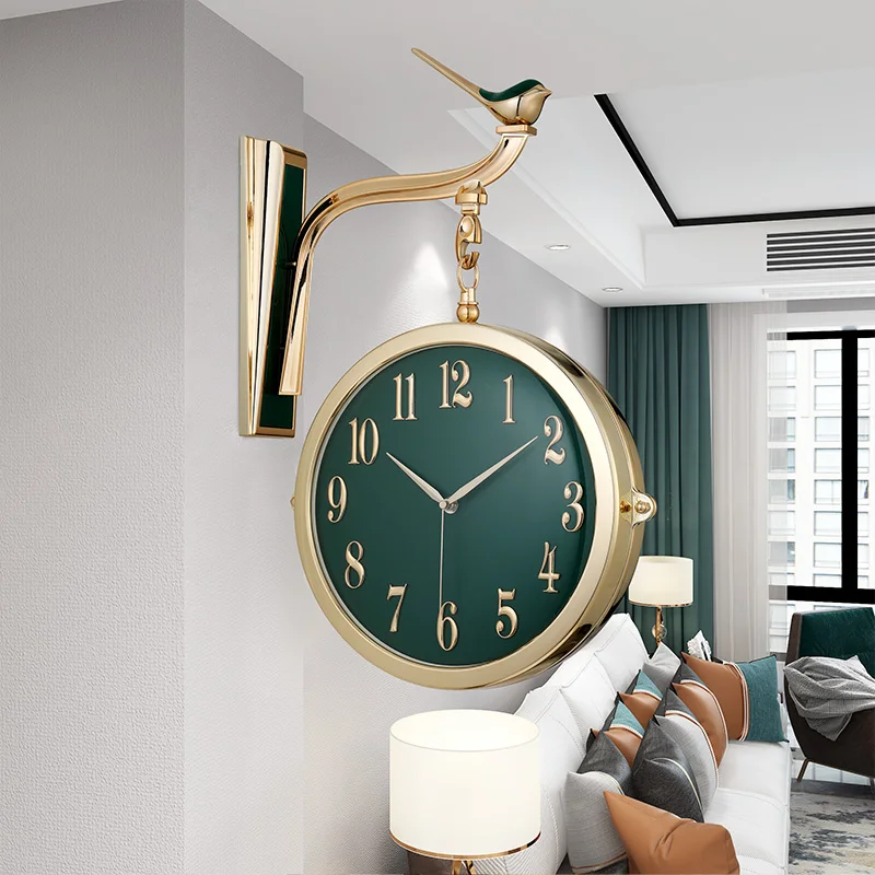 Imagem -06 - Grande Nordic Criativo Relógio de Parede Two-sided Sala Decoração Relógio Mecanismo Rose Gold Silent Clocks Undefined Gift Zegary