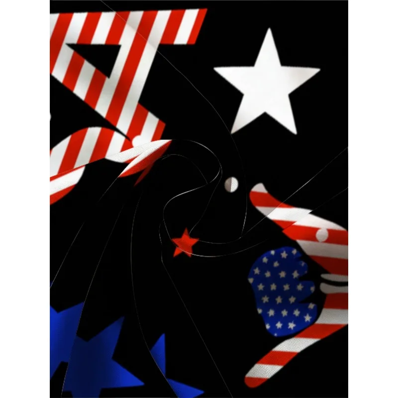 US Flag Printed Men's Short Sleeve Shirt Pants Set Lightweight Polyester Casual Wear Beach Party Outdoor Star Pattern Outfit - view 5