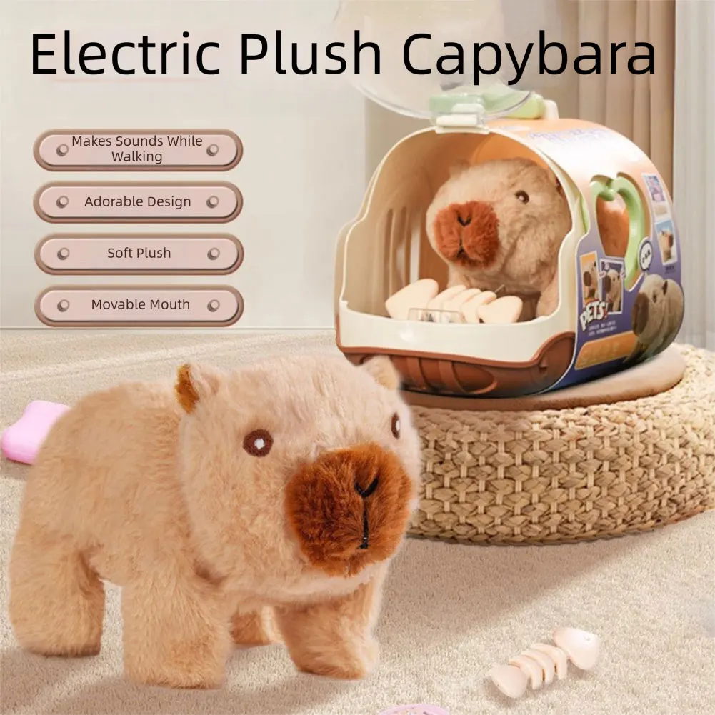 Animale di peluche capibara elettrico che cammina e abbaia Adorabile design capibara, sorpresa di compleanno unica e carina