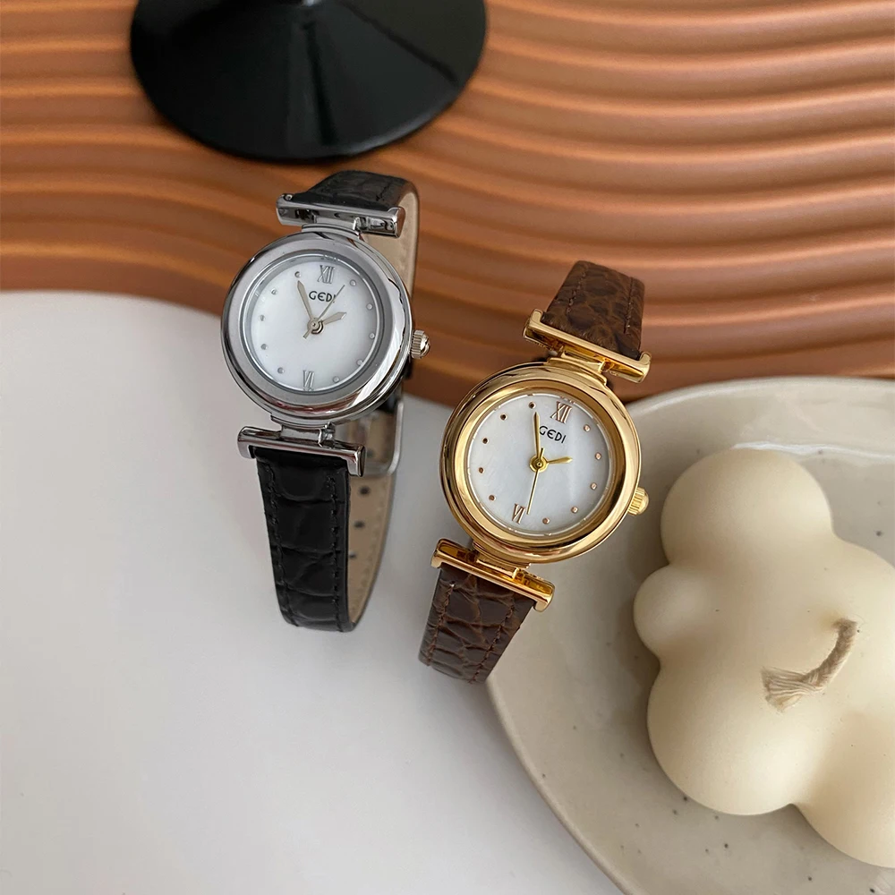 

Vintage Temperament fritillaria dial quartz belt Watch For women's girl Lady Women's accessories