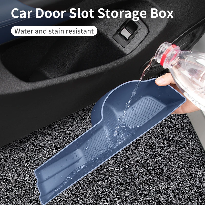 For BMW Series 5 G60 I5 2024 TPE Front Door Storage Box Car Inner Door Organizer Tray Water Cup Holder Auto Interior Accessories