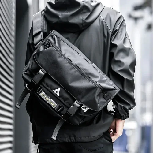 Bolsas de mensajero impermeables para hombres, bolsos de hombro cruzados grandes, bolsos de diseño antirrobo multicapa, bolsos de viaje de ciclismo callejero de Hip Hop