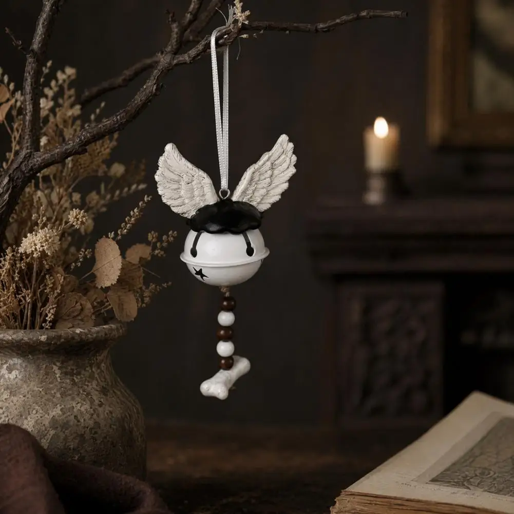 Halloween Hanging Bell Halloween Party Bell Halloween Jingle Bell Ornament Bull Skull Decoration Angel Wings Hanging Party Tree