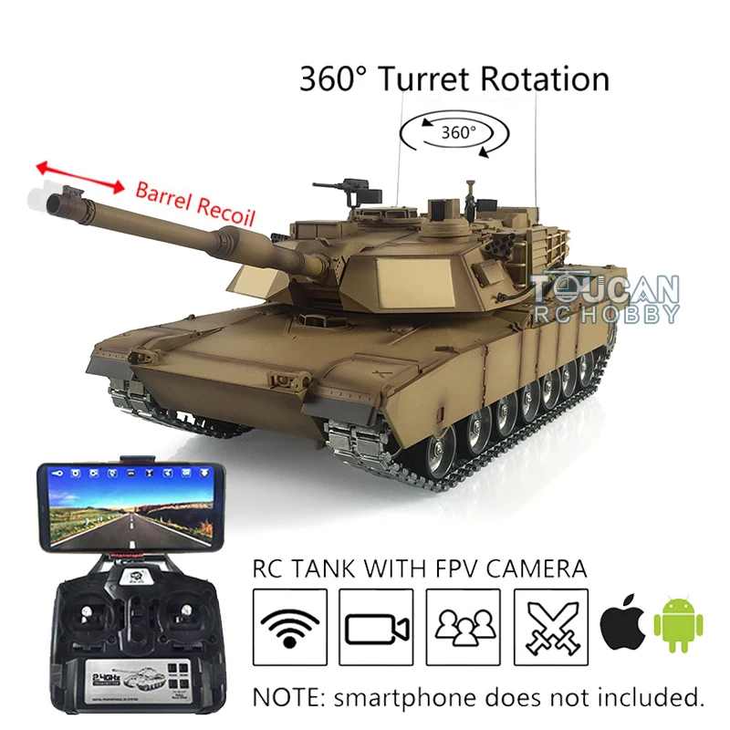 Heng Long RC Tank 1/16 7.0 Customize Abrams FPV 3918 360° Turret Barrel Recoil TH17805-SMT4