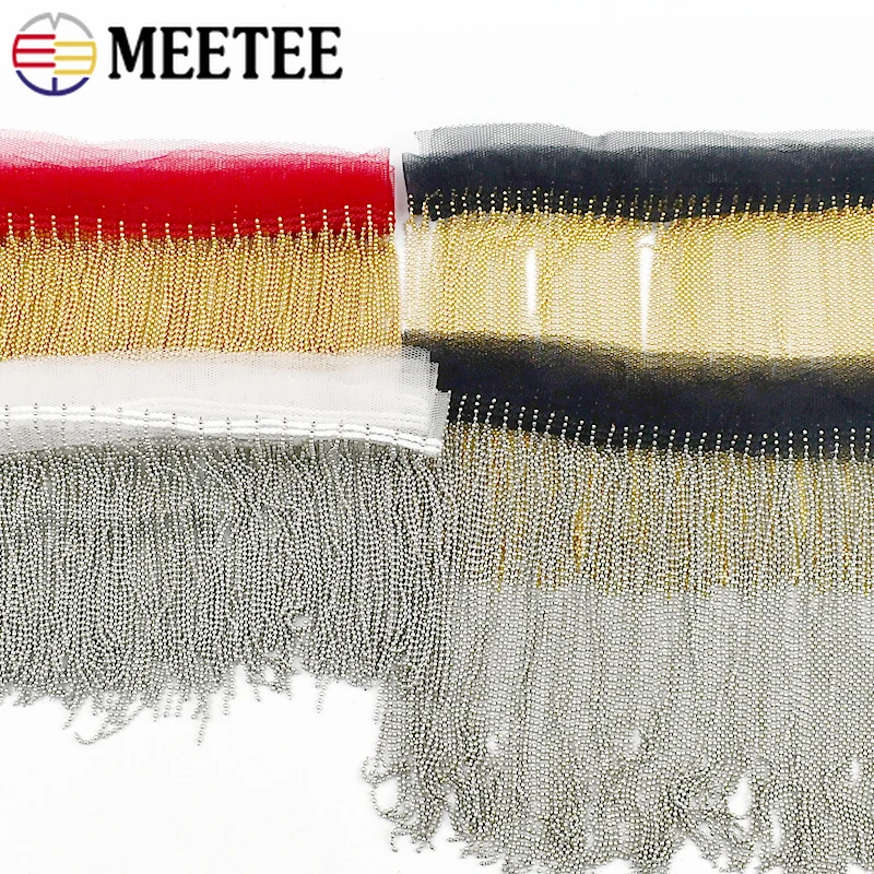 1Yard 3/6/9/14cm Metal Beaded Fringe Bead Trim Tassel Lace Mesh Fabric for Crafts Clothing Bags Decoration Sewing Accessories