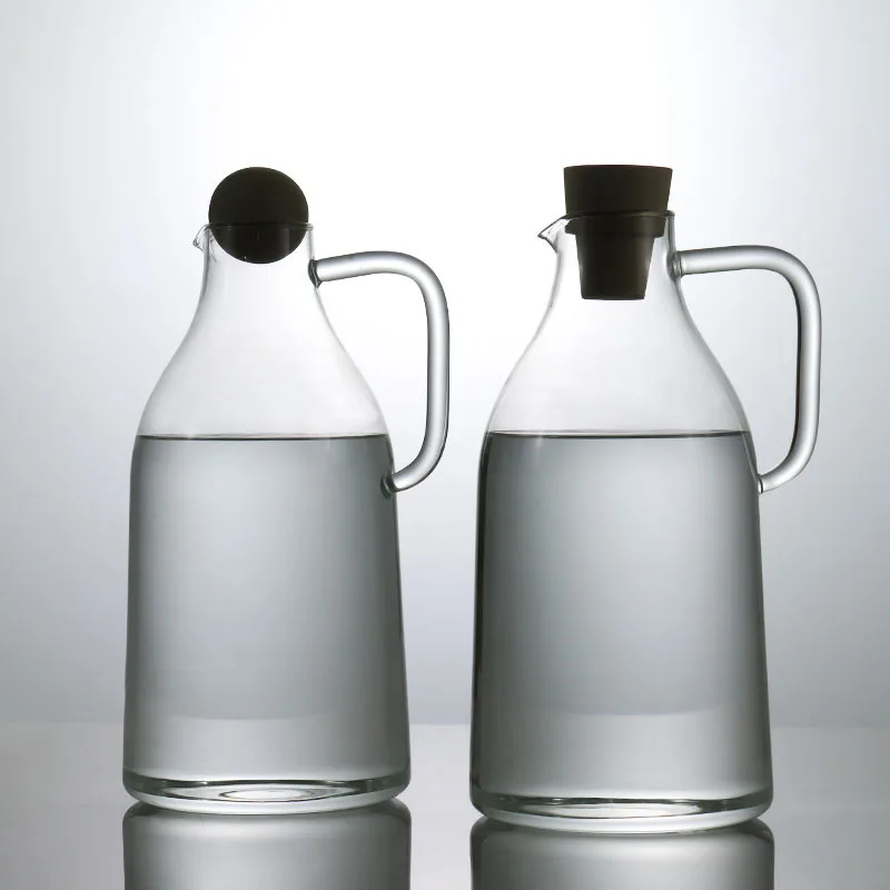 

Стеклянная бутылка для воды с пробковой крышкой и ручкой, большая емкость, для дома и кухни, простой кувшин для холодильника, контейнер для питья, подарок