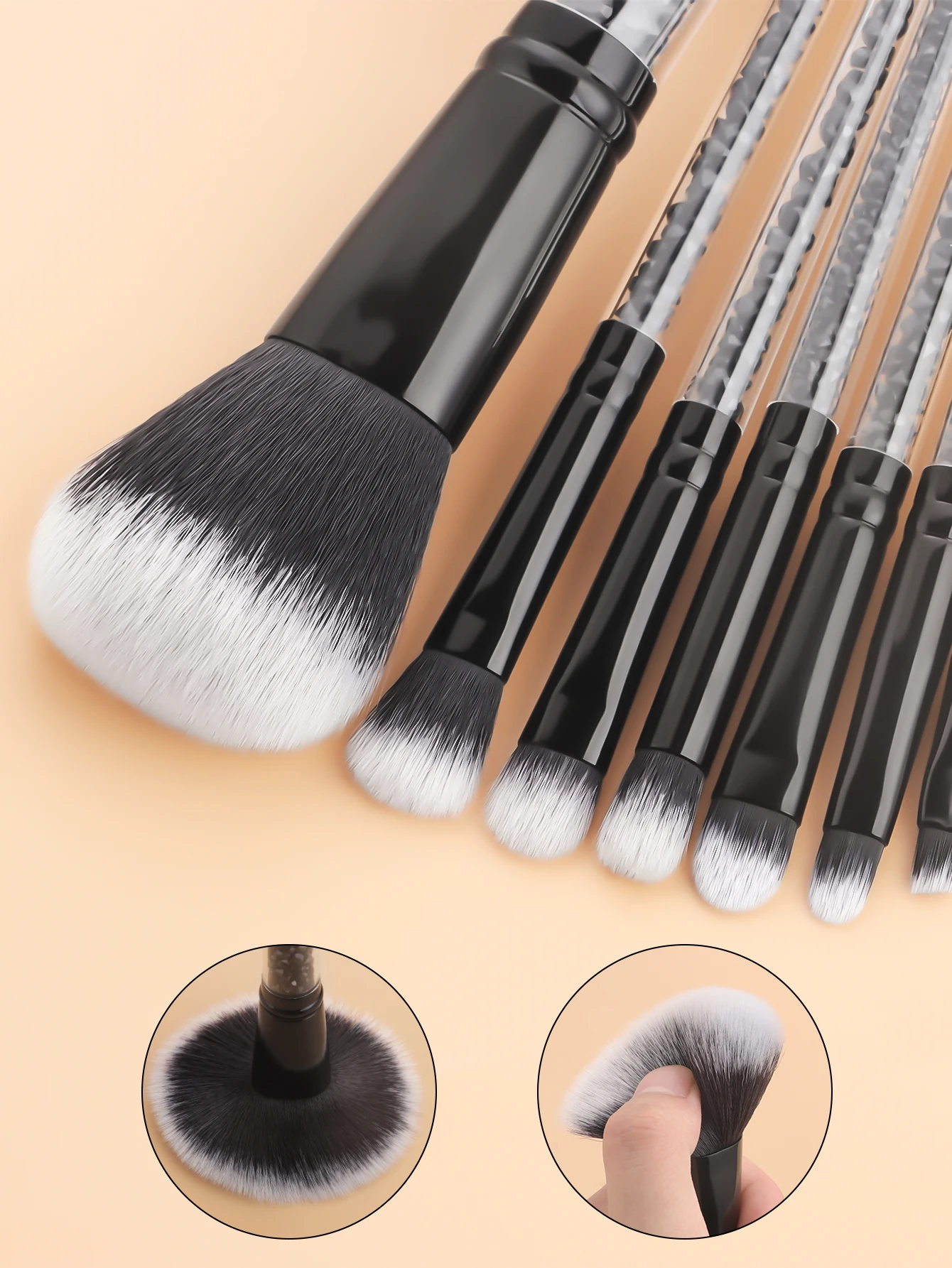 10 ชิ้น Black Diamond แปรงสี Powder Powder Blusher Face Repair แปรงอายแชโดว์แบบพกพาเริ่มต้นแต่งหน้า T