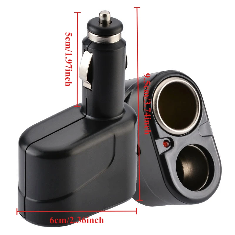 Dual Cigarette Lighter Sockets Car Charger Splitter Lighter Splitter Cigar  Lighter Double Dual Adapter Car Accessories 12/24V