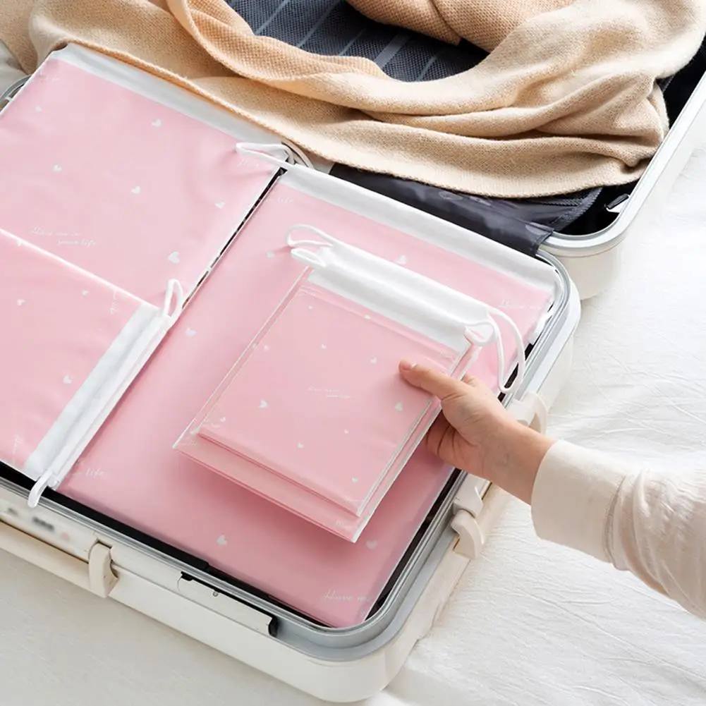 Borsa portaoggetti ecologica con coulisse da viaggio portatile 1PC per articoli vari Borsa per trucco da viaggio Borsa portaoggetti in plastica trasparente impermeabile