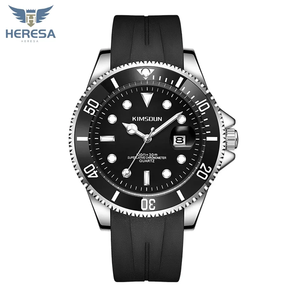 HERESA Advanced Luxury Fashion Diver Watch Men 3ATM Waterproof Date Clock Sport Watches Mens Quartz Wristwatch Relogio Masculino