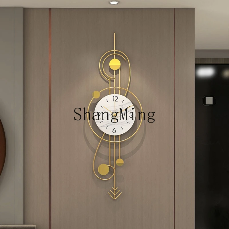 SM music note modern simple wall clock wrought iron living room dining room club light luxury art decoration new