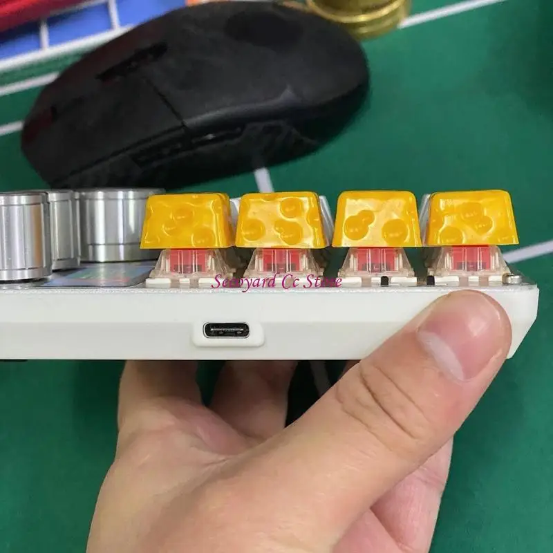 N3UC Resin Cheese Keycap Handcrafted for Mechanical Keyboards Keycap Crossed Stem