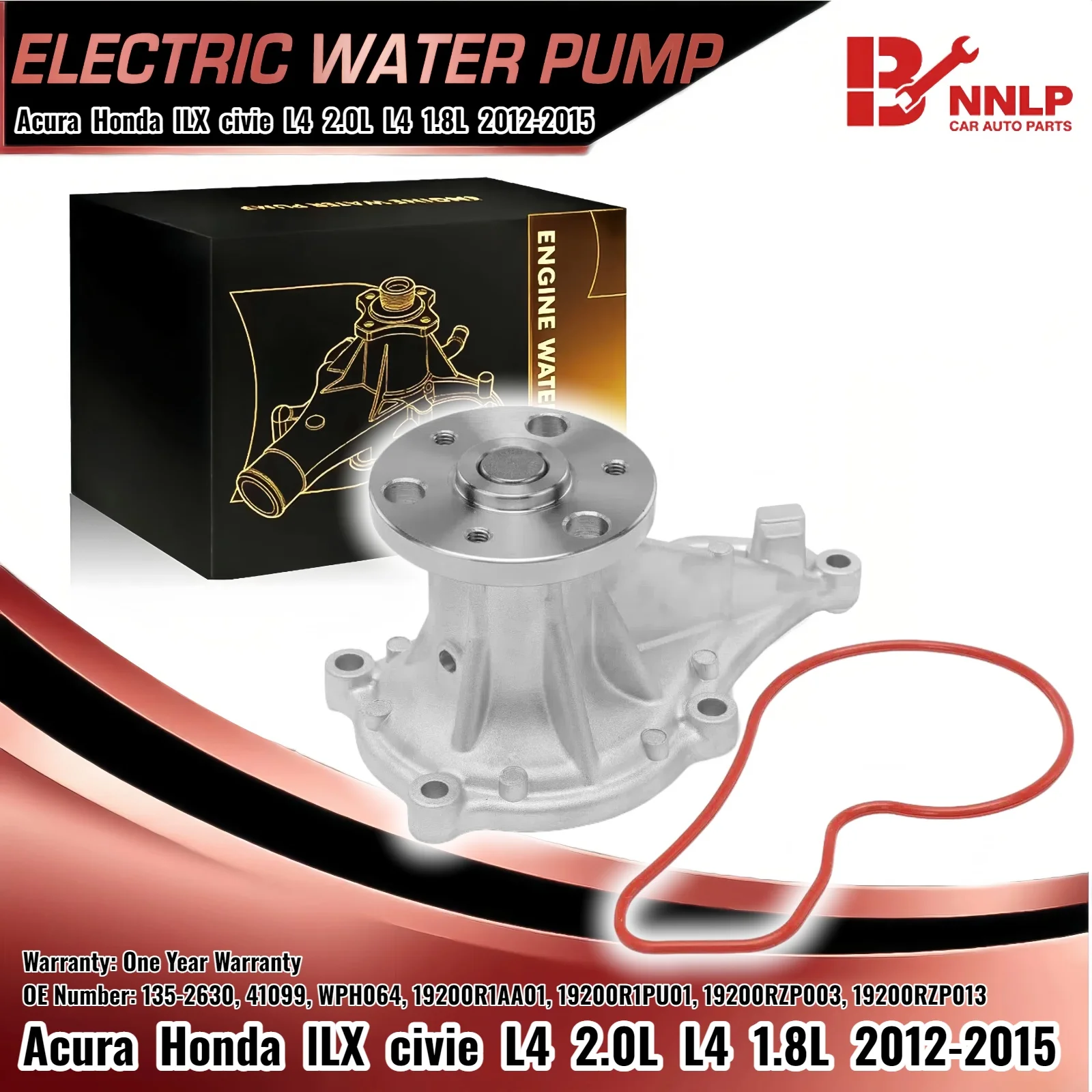 

19200R1PU01 19200RZP003 Engine Water Pump for Honda Civic 2012-2015 L4 1.8L Acura ILX 2013-2015 L4 2.0L 19200R1AA01 19200RZP013