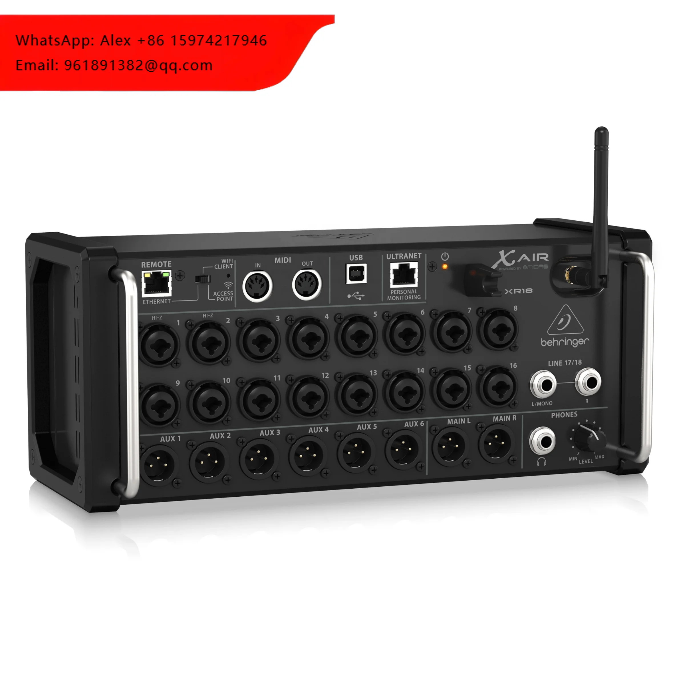 Mezclador Digital Behringer X Air XR18 de 18 Canales Controlado por Tableta, 16 Preamplificadores Midas Programables, Interfaz USB Multicanal