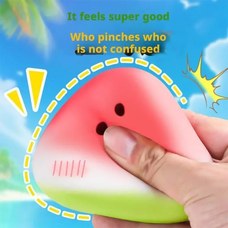 Summer Watermelon Squishy Toy Soft Slow Rebound PU Stress Relief Squeeze Toy Cute Realistic Fruit Decompression Fidget Toy