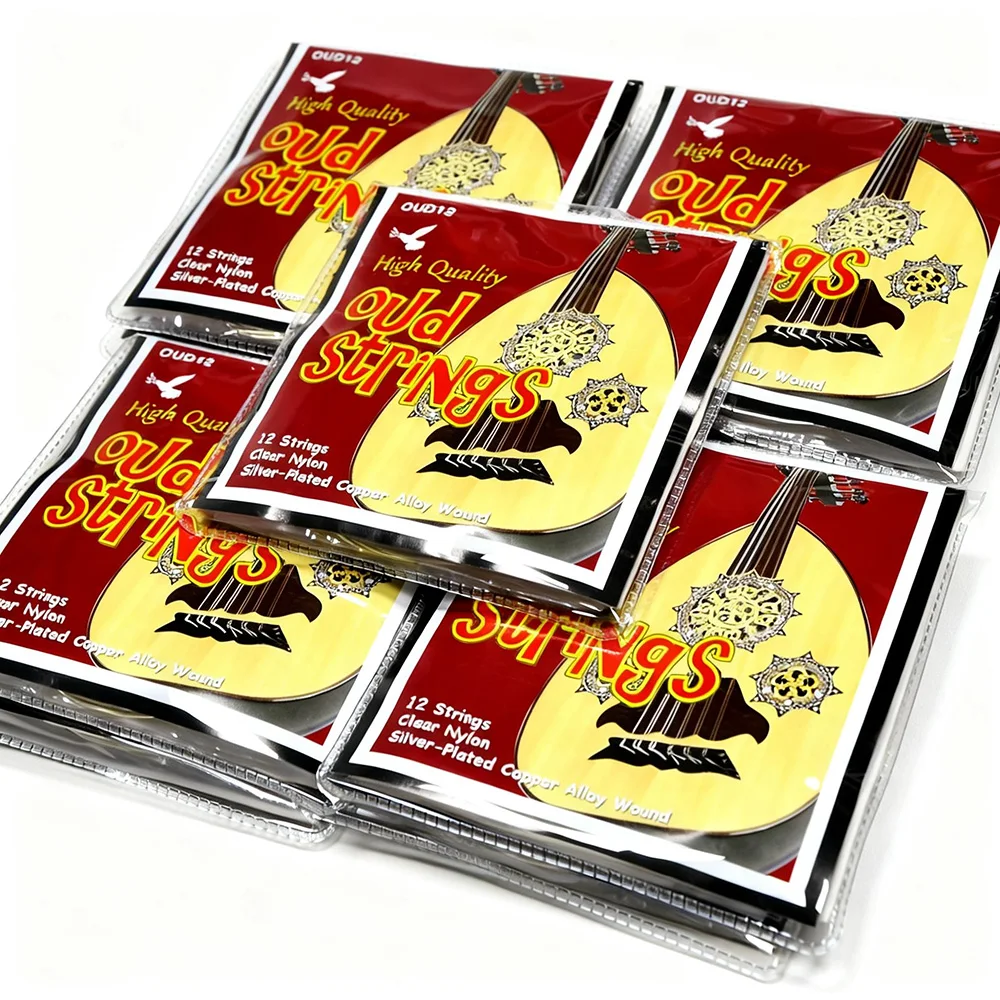 Oud Strings 12-String Set, Arabic FF Tuning, Clear Nylon, Silver-Plated Copper Alloy Wound String for Oud Accessory Parts(22-33)