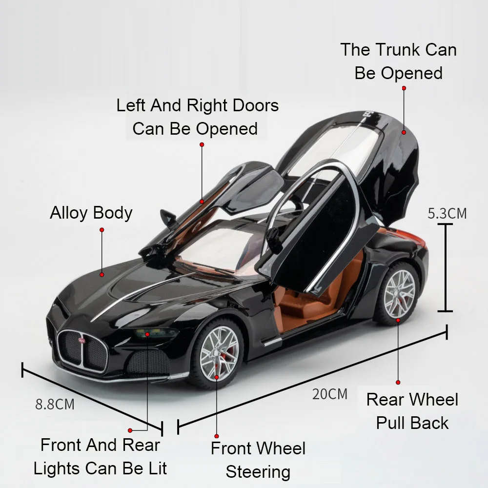 1:24 bolide modelos de carros atlânticos liga diecast brinquedos portas abertas veículos modelo roda puxar para trás carro esportivo crianças presentes do festival