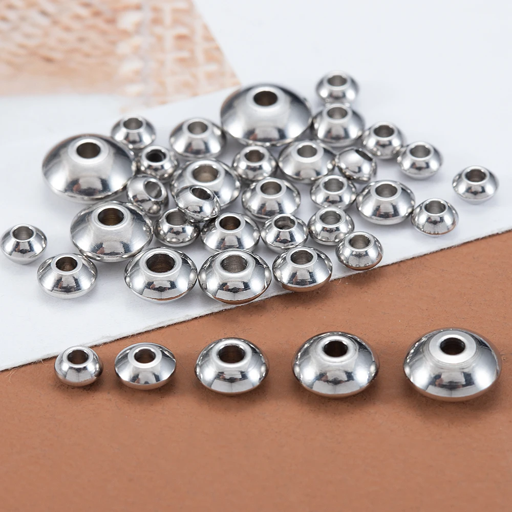 20pcs Stainless Steel Abacus Beads Stopper Spacer Loose Beads for Necklace Bracelet Jewelry Making DIY Supplies Wholesale