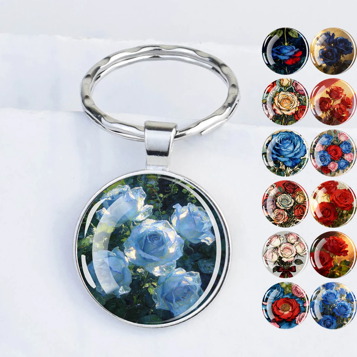 1PC Rose Pattern Hanging Decoration,Suitable for Bag Decoration;Glass Ball Inlaid Pendant,Suitable As A Gift for Holiday Parties