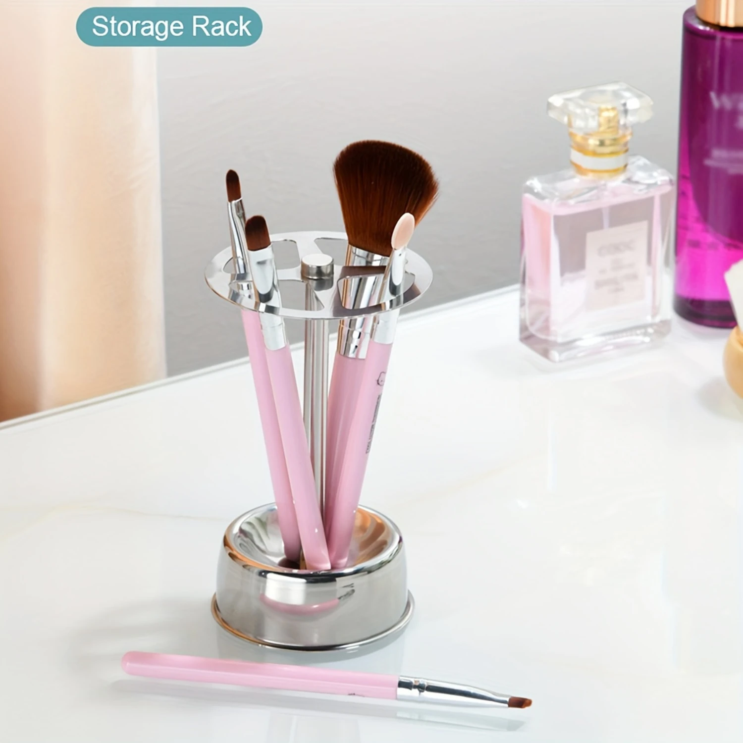 Stainless Steel Toothbrush Holder - Freestanding Countertop Organizer For Bathroom, Makeup Brush & Pen  Rack, Essential Bathroom