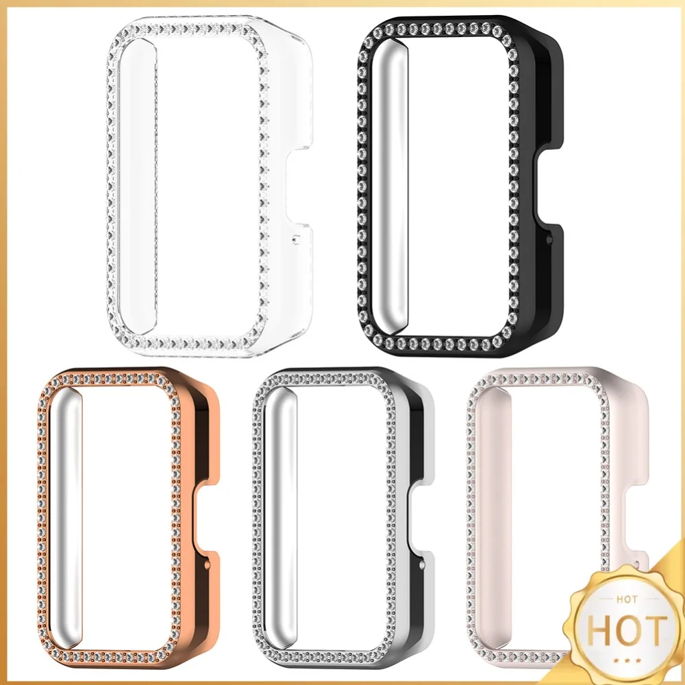 PC Diamond Inlaid Case Watch Half Cover Case Anti-Scratch Smartwatch Protective Shell for Samsung Galaxy Fit 3 SM-R390