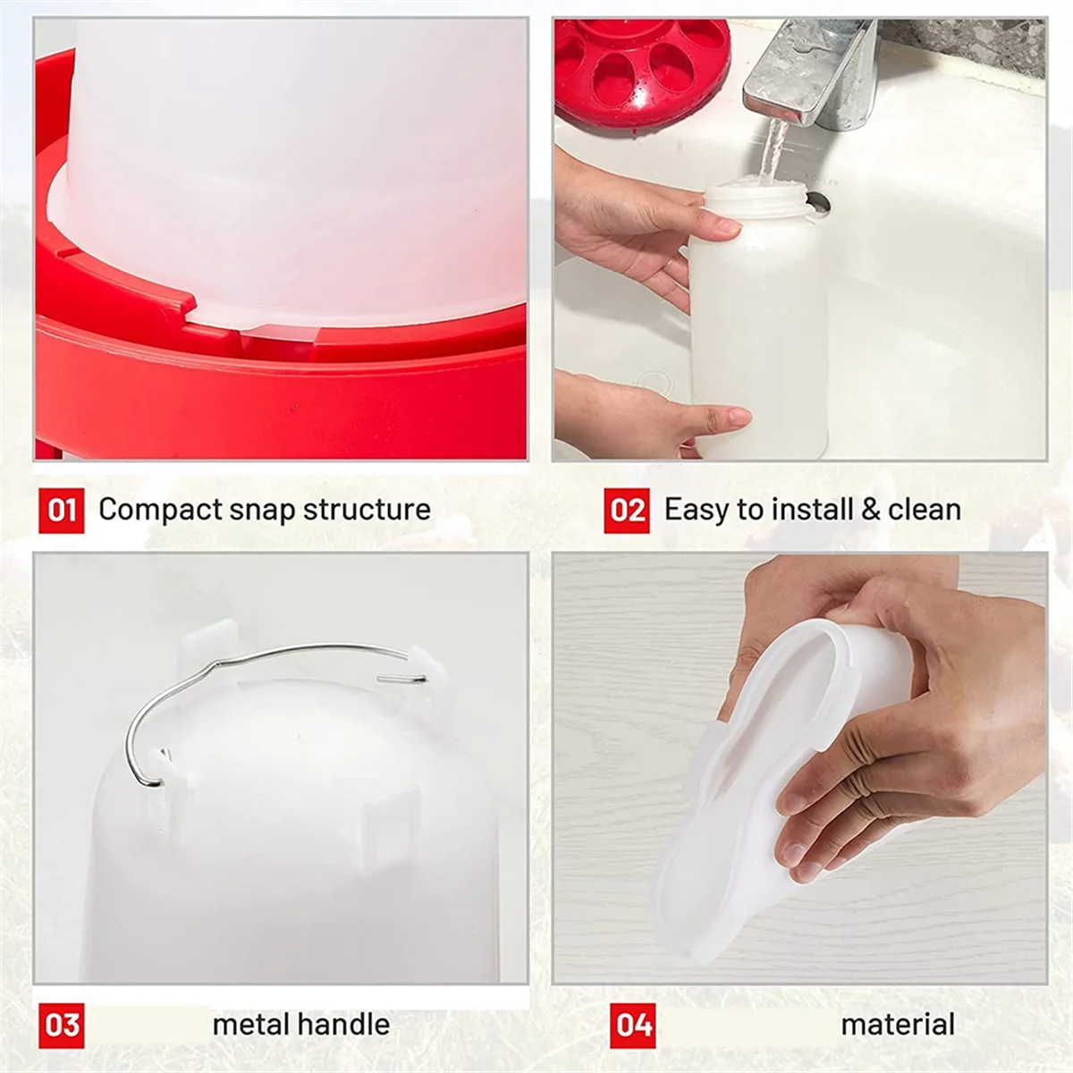 Top Filling Chick Feeder and Waterer Kit , Chick Feeder and Waterer with 3 Heights Adjustable Legs for Chicks Orange TQ