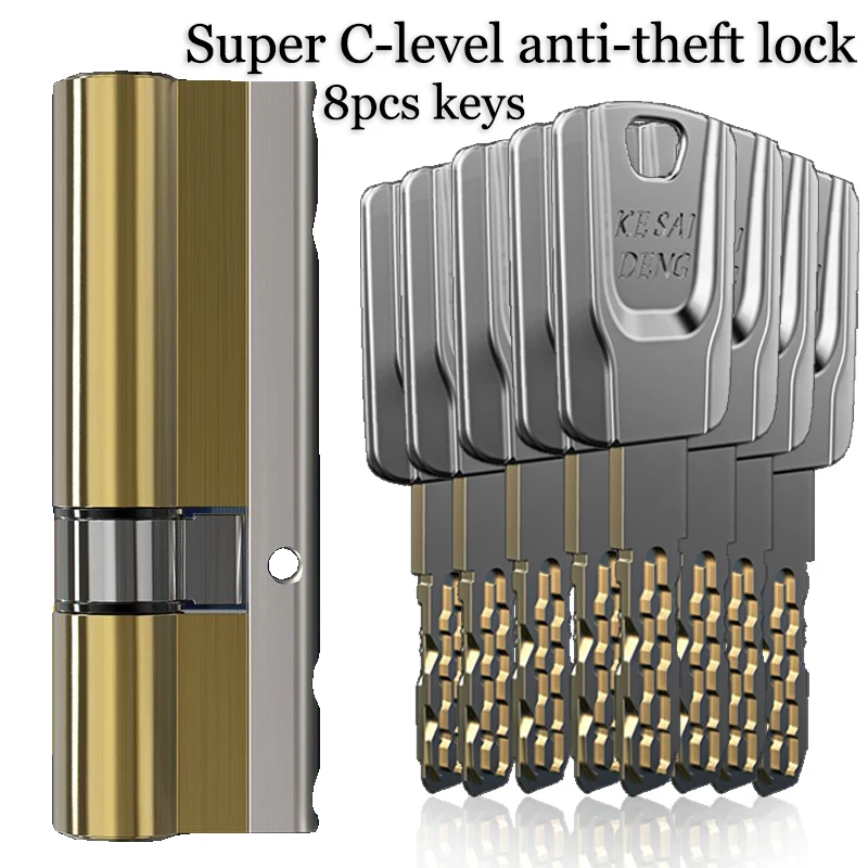 

High Quality European Standard Cylinder Super C-level Anti-theft Door All Copper Lock Core, Household All Metal 8pcs Master Keys