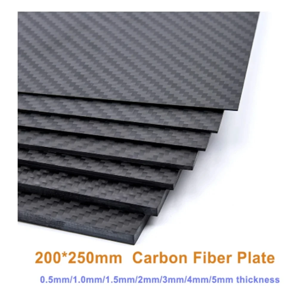 200x250mm 3K Koolstofvezelplaat Board 1mm 2mm 3mm 4mm 5mm Dikte Koolstofvezel Materiaal Voor RC UAV/Speelgoed
