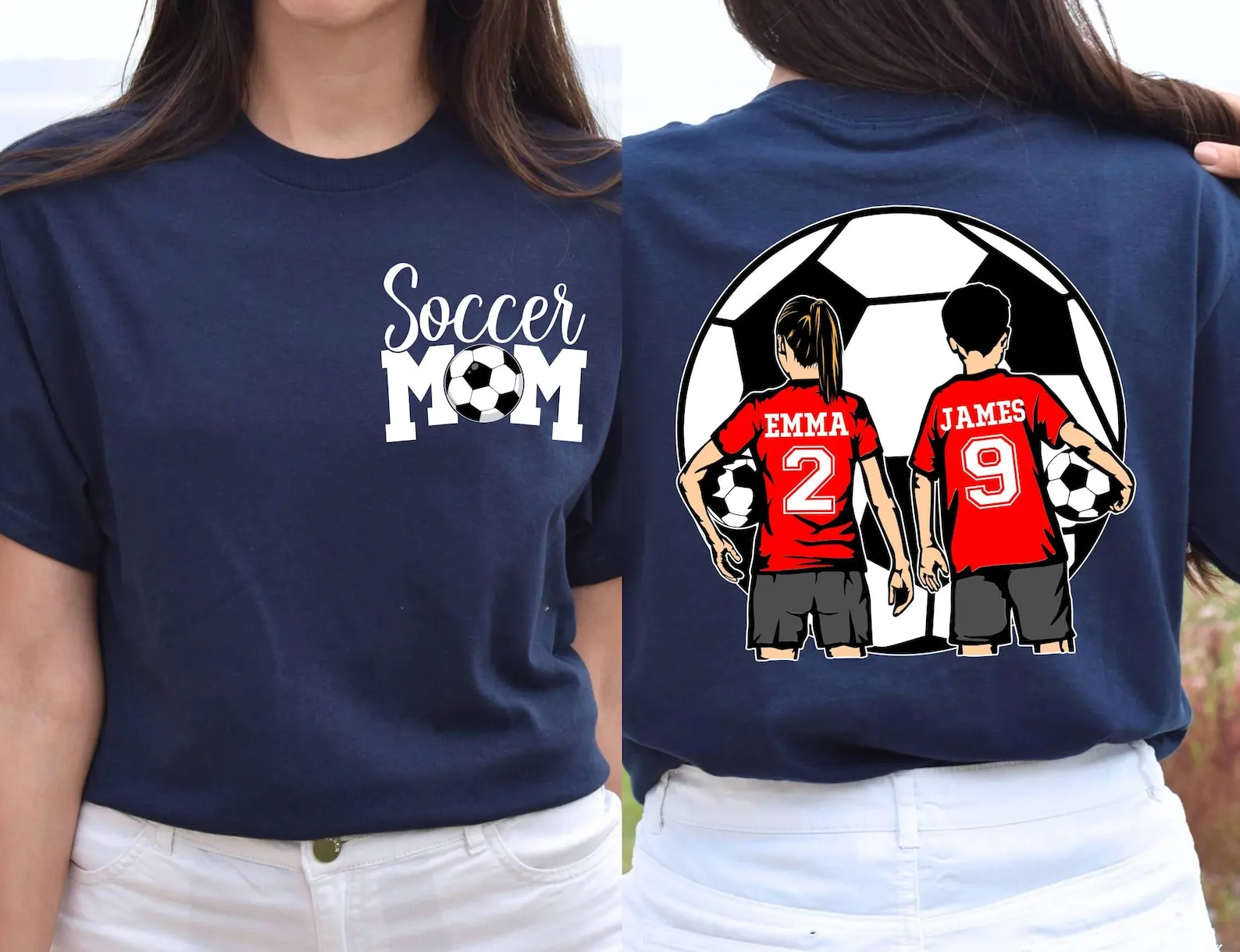 Custom Soccer Kids Mom Shirt Women Short Sleeve Tees Personalized Soccer Name Jersey Number Tee Gameday Cheer Fans Sport Outfits