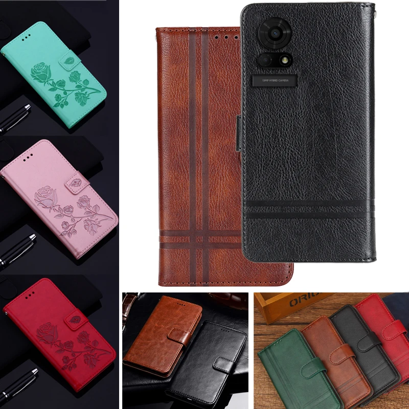 For TCL 50 LE 5G Luxury Checkered Pattern Leather Wallet Matte Soft For Estuches Celular TCL 50LE 5G TCL50 LE 5G T510SPP Cover