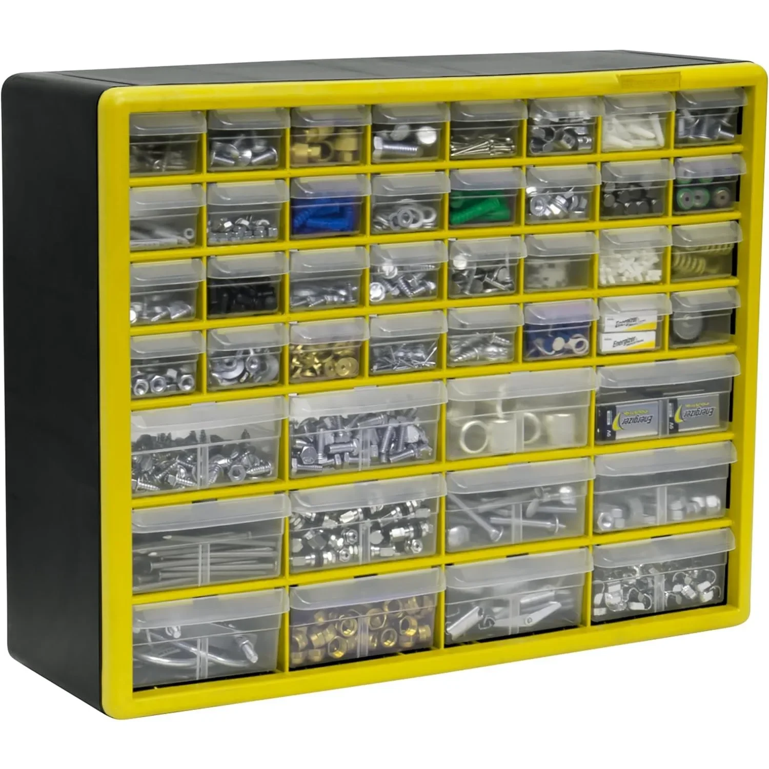 44 Drawer Plastic Parts Storage Hardware and Craft Cabinet, 20 W x 6 D x 16 in H, Yellow