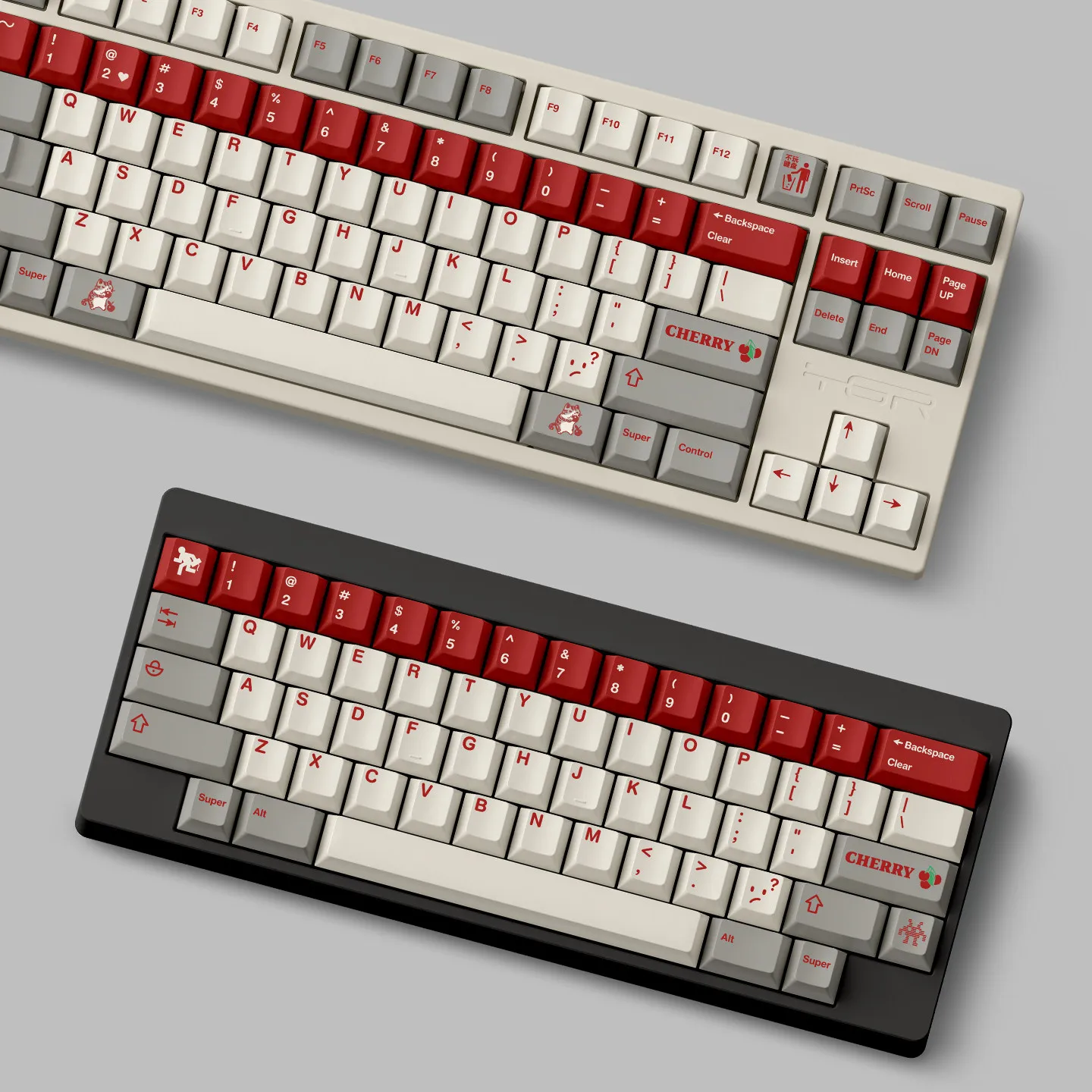 FBB Keycaps Retro Red Alert For Cherry Profile Mechanical Keyboard 60% 75% 84% 96% 100% Kit PC Computer Accessories 1.7mm Thick