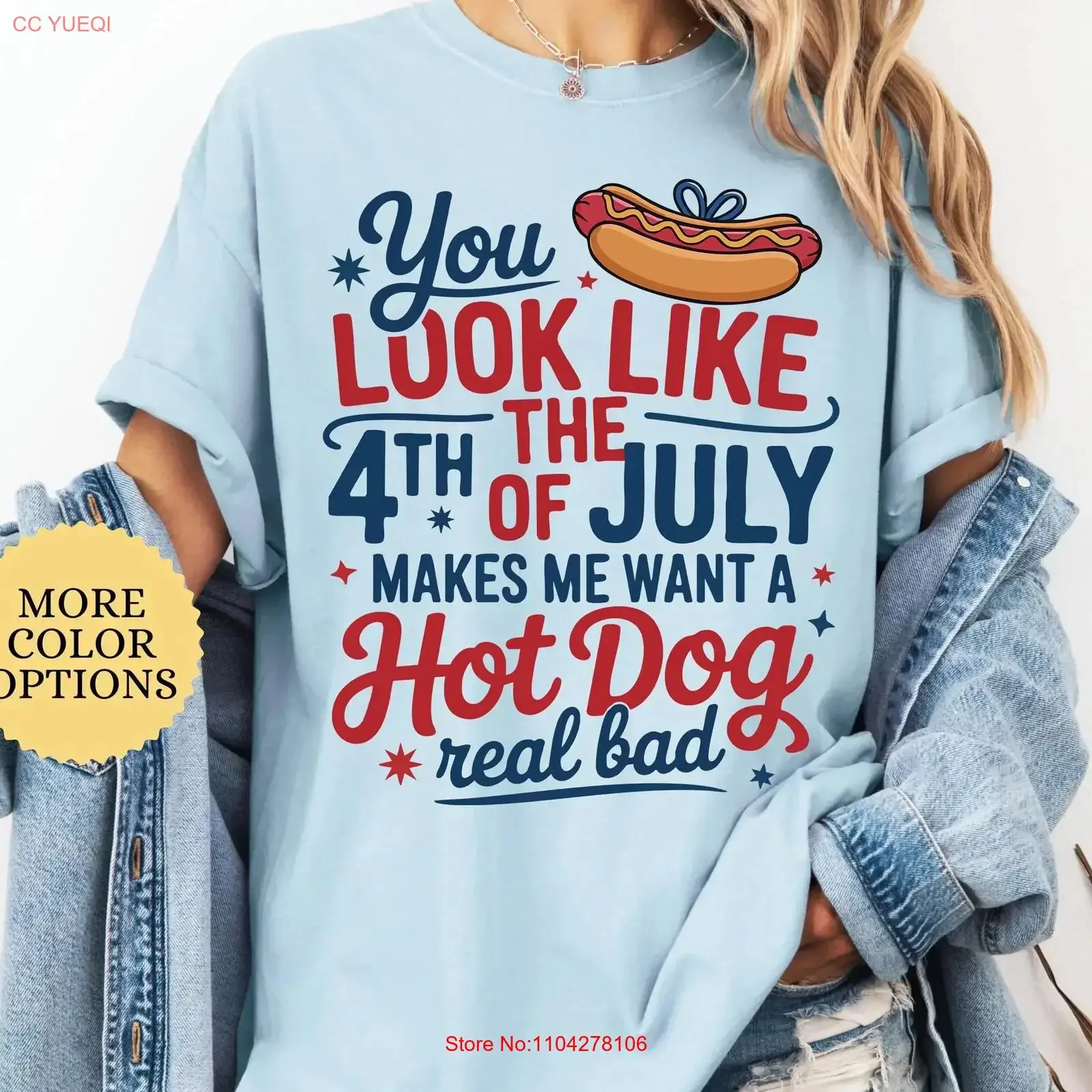 You Look Like The 4th Of July T Shirt Hot Dog Lover Independence Day Funny vintage Washed graphic Unisex Slightly fashion Soft