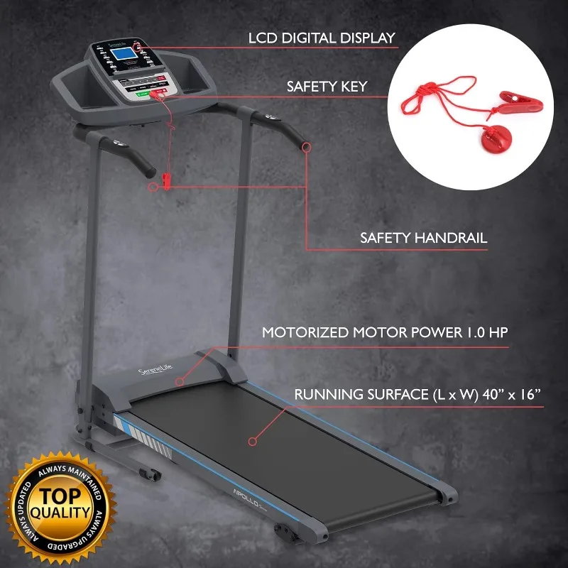 Folding Treadmill - Foldable Home Fitness Equipment with LCD for Walking & Running - Cardio Exercise Machine -