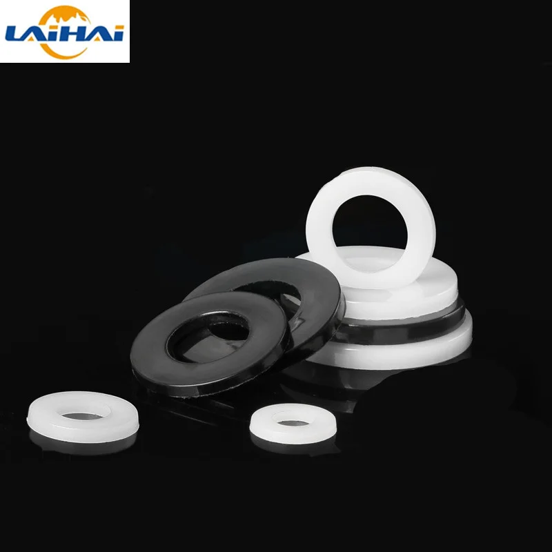 

White/ Black Plastic Nylon Flat Washer Plane Spacer M2 M2.5 M3 M4 M5 M6 M8 M10 M12~ M24 Insulation Gasket Ring For Screw 0.5~3mm