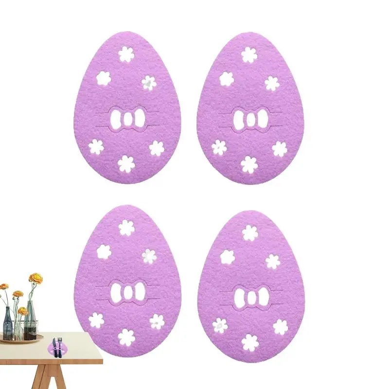 Easter Tableware Holders 4pcs Easter Cutlery Holders Pouch Easter Decorative Organizer Utensil Napkin Holders Bag For Easter